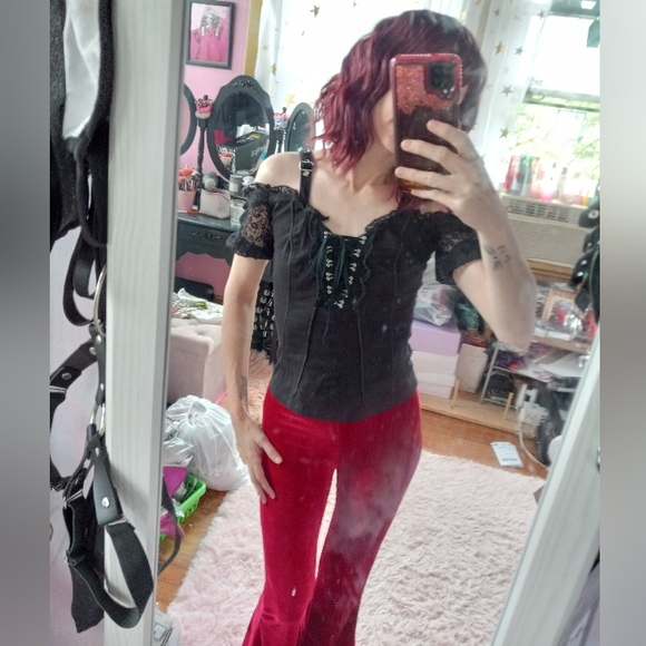 Killstar Moondance super soft velvet pastel goth bellbottoms! fave pants! SOLD - Picture 7 of 8